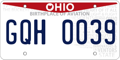 OH license plate GQH0039