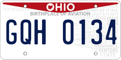 OH license plate GQH0134