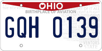 OH license plate GQH0139