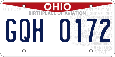OH license plate GQH0172