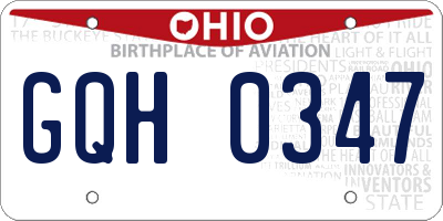 OH license plate GQH0347