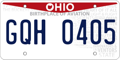 OH license plate GQH0405