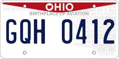 OH license plate GQH0412