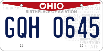 OH license plate GQH0645