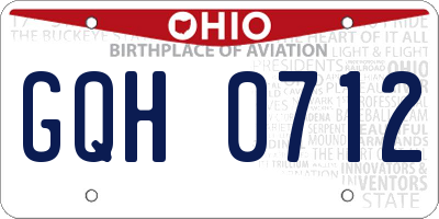 OH license plate GQH0712