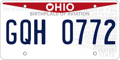 OH license plate GQH0772