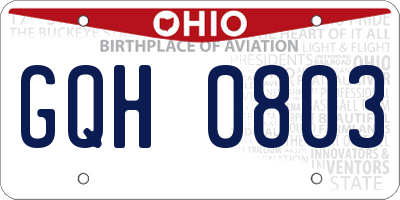 OH license plate GQH0803