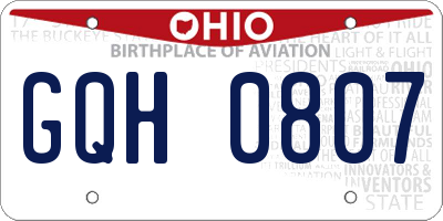 OH license plate GQH0807