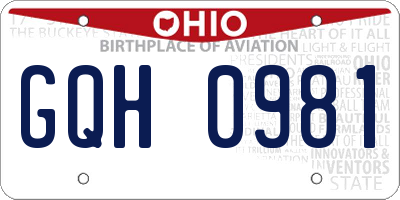OH license plate GQH0981