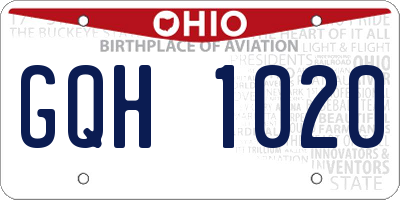 OH license plate GQH1020