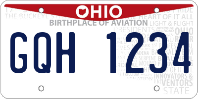 OH license plate GQH1234