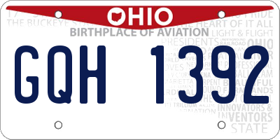 OH license plate GQH1392
