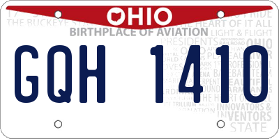 OH license plate GQH1410