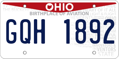 OH license plate GQH1892