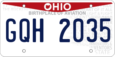 OH license plate GQH2035