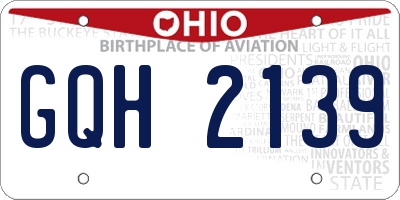 OH license plate GQH2139