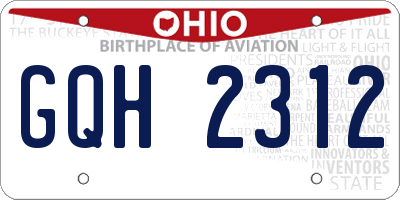 OH license plate GQH2312