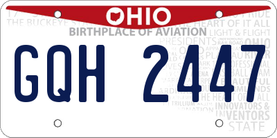 OH license plate GQH2447