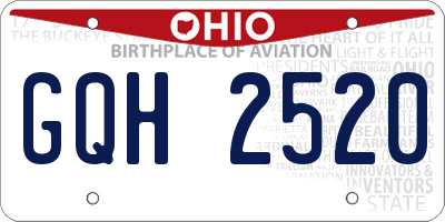 OH license plate GQH2520