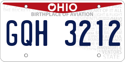 OH license plate GQH3212