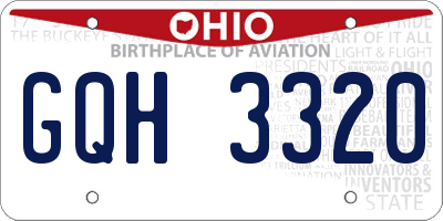 OH license plate GQH3320