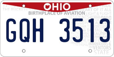 OH license plate GQH3513