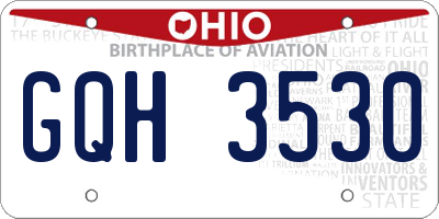 OH license plate GQH3530