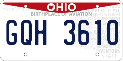 OH license plate GQH3610