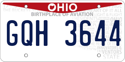 OH license plate GQH3644