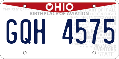 OH license plate GQH4575