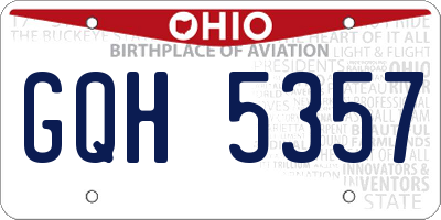 OH license plate GQH5357