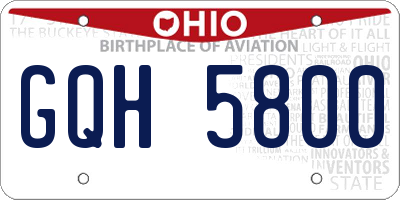 OH license plate GQH5800