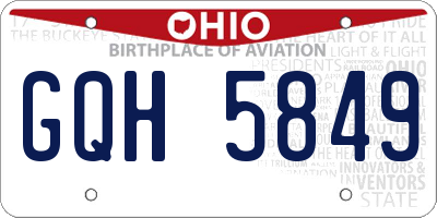 OH license plate GQH5849