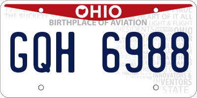 OH license plate GQH6988
