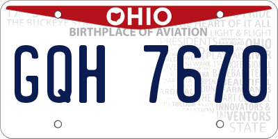OH license plate GQH7670