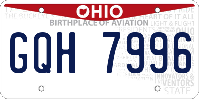 OH license plate GQH7996