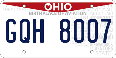OH license plate GQH8007
