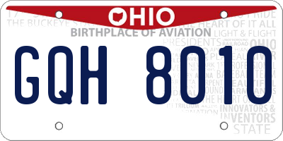 OH license plate GQH8010