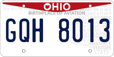 OH license plate GQH8013
