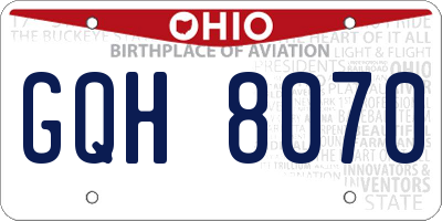 OH license plate GQH8070
