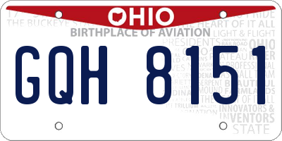 OH license plate GQH8151