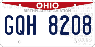 OH license plate GQH8208