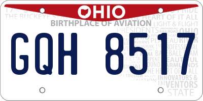 OH license plate GQH8517