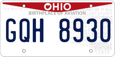 OH license plate GQH8930