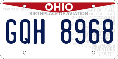 OH license plate GQH8968