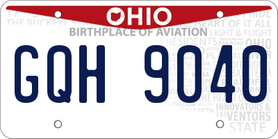 OH license plate GQH9040