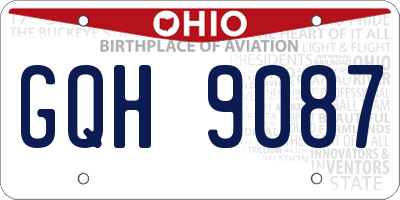 OH license plate GQH9087