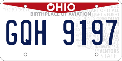 OH license plate GQH9197