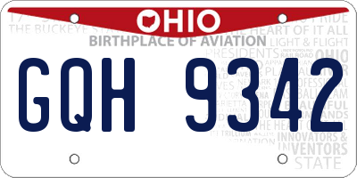 OH license plate GQH9342