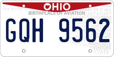 OH license plate GQH9562
